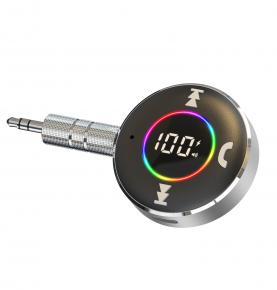 LAICOMEIN Bluetooth Receiver for Car, Bluetooth 5.3 AUX Adapter with LED Battery Display and Ambient Light, Wireless Audio Receiver for Car/Home Stereo/Speaker/Wired Headphones, 25 H Battery Life